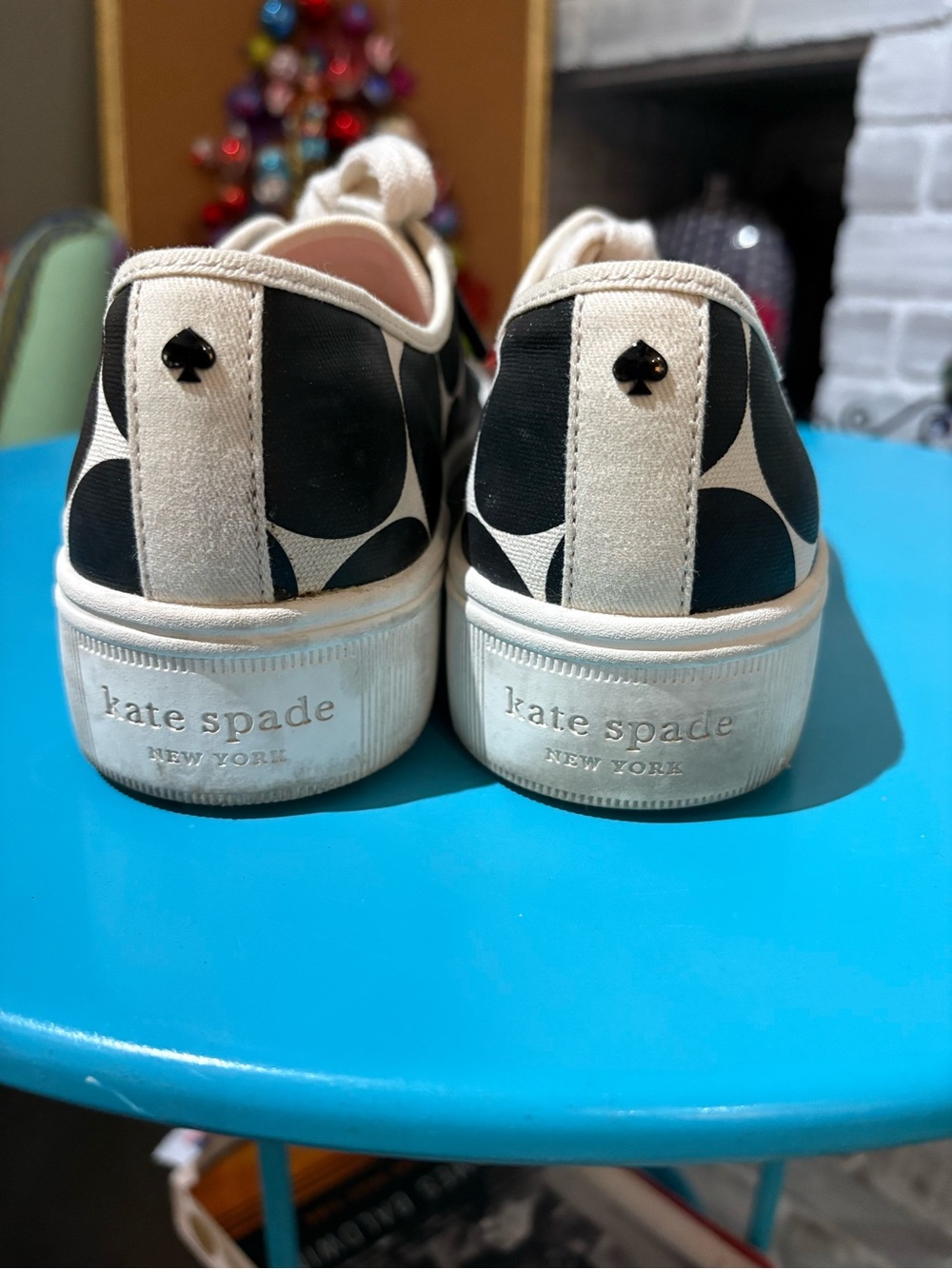 Kate Spade Black & White Polka Dot Canvas Sneakers - Picture 4 of 5